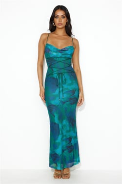Ocean Dive Mesh Maxi Dress Blue