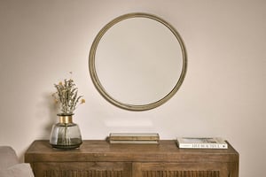nkuku Almora Round Mirror | Mirrors | Small | Antique Brass