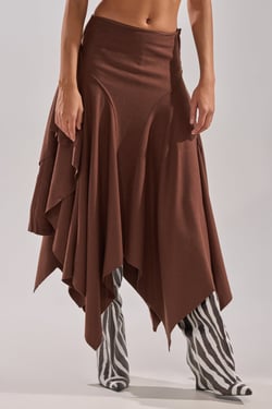 AKIRA Feels Good Midi Skirt | Brown | Size 1X