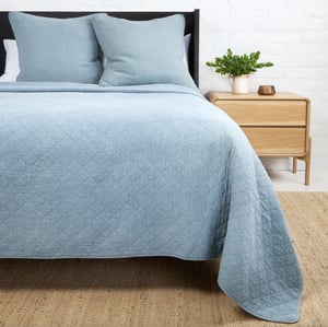 Huntington Cotton Queen Coverlet   Dusty Blue