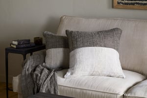 nkuku Munir Linen Cushion Cover | Textiles | Charcoal | 50 x 50 cm