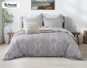 QE Home Bayview Duvet Cover, Paisley, Green, Super King