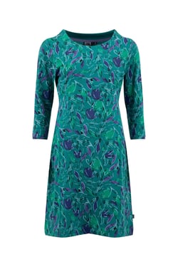 Weird Fish Shafika Organic Cotton Printed Jersey Dress Leaf Green Size 8