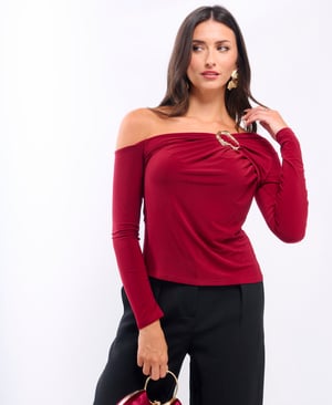 Burgundy Jersey Hardware Top - 18