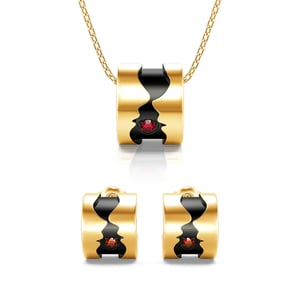 Jeulia "Face to Face" Couple Design Sterling Silver Jewelry Set