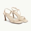 White Leather Strappy High Heels