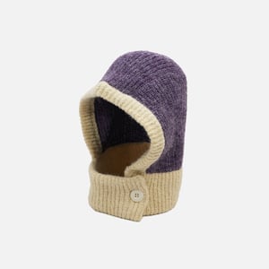 Retro Color-Block Chunky Knit Balaclava Hats - Purple / One size