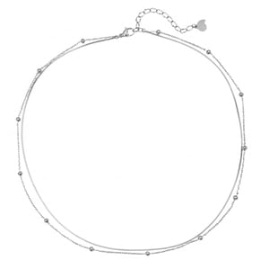 Layered Bobble Chain Necklace Silver