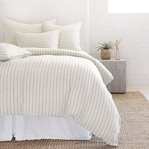 Blake Cream / Grey Striped Linen King Duvet Cover