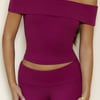 BASE Luxe Rib Off Shoulder Top Berry