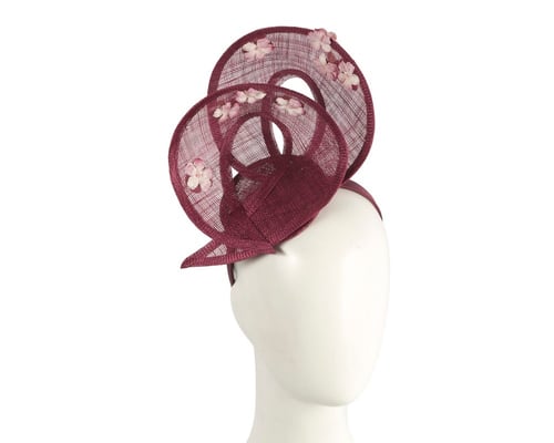 Exquisite wine-colored sinamay fascinator by Max Alexander
