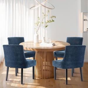 COLAMY MAIRA Transitional Neutral Dining Chair - Navy Blue / Set of 4