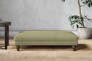 nkuku Marri Large Dining Footstool | Make To Order | Brera Linen Sage | Recycled Cotton Moss