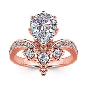 Jeulia "Enduring Love" Crown Design Pear Cut Sterling Silver Ring