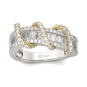 Jeulia Two Tone Intertwined Sterling Silver Women's Band