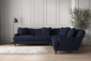 nkuku Deni Large Corner Sofa | Make To Order | Brera Linen Indigo