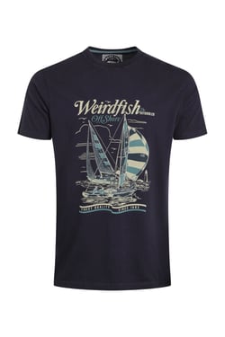 Weird Fish Off Shore Front Print Graphic T-Shirt Midnight Size L