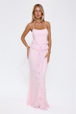 Aurora Serenade Halter Maxi Dress Pink