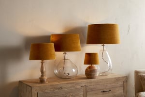 nkuku Batakha Velvet & Linen Lampshade | Shades | Extra Large | Dark Ochre