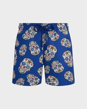 Vilebrequin - Men Stretch Swim Trunks Día De Muertos - Swimwear - Monrise - Blue - Size XXXL