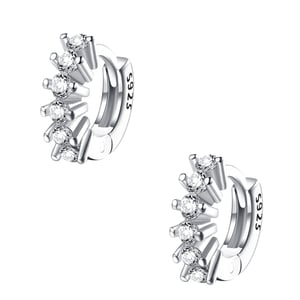 Diamond Fan Helix Earrings Sterling Silver
