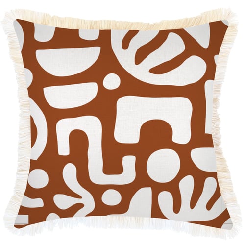 Cushion Cover-Coastal Fringe-Sand Terracotta-45cm x 45cm