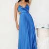 Solara Satin Maxi Dress Blue
