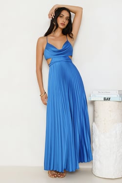 Solara Satin Maxi Dress Blue