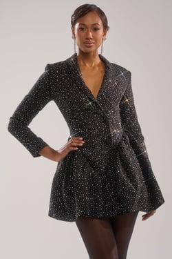 AKIRA Back In Biz Mini Blazer Dress | Black | Size Small
