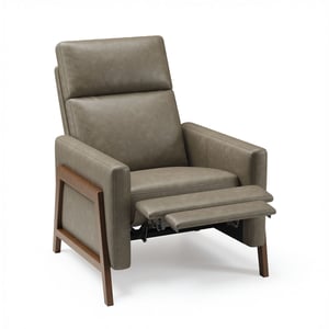 COLAMY RONIN PU Leather Mid-Century Modern Accent Chair - Charcoal Grey
