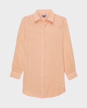 Vilebrequin - Women Linen Shirt Dress Solid - Shirt Dress - Fragance - Pink - Size L