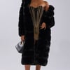 AKIRA Faux Fur Panel Hooded Trench | Black | Size Large
