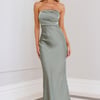 Moonlit Whimsy Satin Strapless Maxi Dress Sage