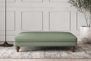 nkuku Deni Large Dining Footstool | Make To Order | Brera Linen Jade | No Colour