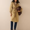 Camel Gingham Trim Trench Coat