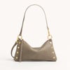 Hammitt Kyle Pewter Brushed Gold Red Zip