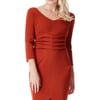 Goddiva V Neck Pleated Midi With Split Detail - Rust
