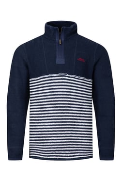 Weird Fish Gable 1/4 Zip Striped Macaroni Rich Navy Size XL