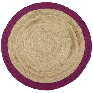 Jute Border Rug Raspberry - 150cm Circle
