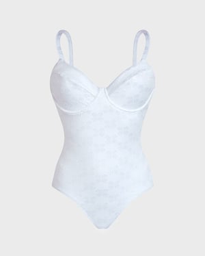 Vilebrequin - Women Underwire One-piece Swimsuit Turtle Monogram - Swimwear - Leonita - White - Size L