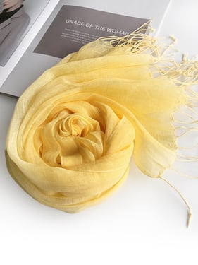 100% Linen Lightweight Solid Color Scarf BIANCA - Lemon Yellow / One-Size