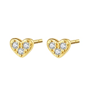Heart Stud Earrings Sterling Silver Gold