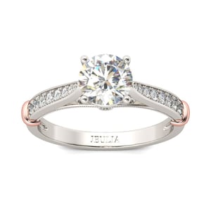 Jeulia Two Tone Classic Round Cut Sterling Silver Ring