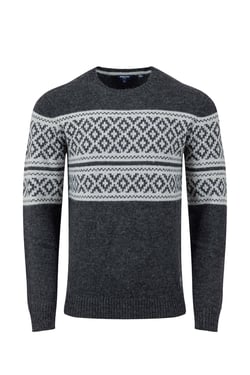 Weird Fish Wicklow Fair Isle Crew Neck Jumper Black Size S