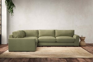 nkuku Guddu Large Left Hand Corner Sofa | Make To Order | Brera Linen Sage | No Colour