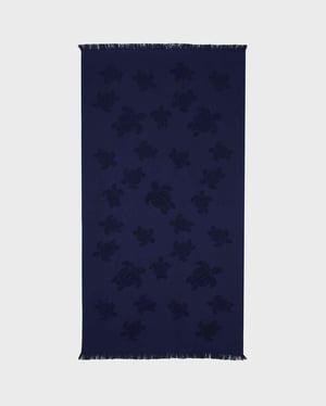 Vilebrequin - Beach Towel In Organic Cotton Turtles Jacquard - Towel - Santah - Blue - Size OSFA