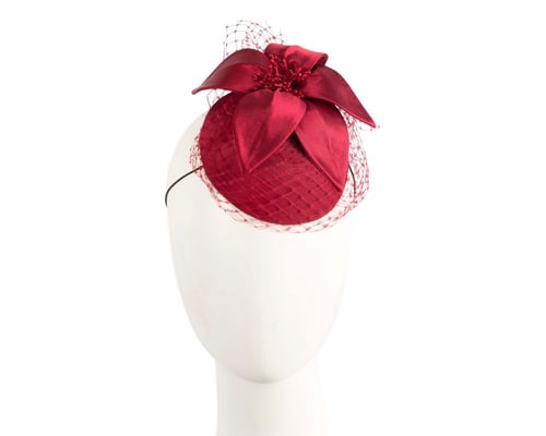Custom made red special occasion cocktail hat