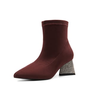 DREAM PAIRS Slip On Block Heel Suede Ankle Boots