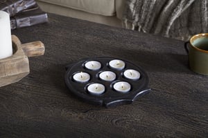 nkuku Maji Stone Multi Tealight Holder | Candles Holders & Lanterns | One Size | Antique Black