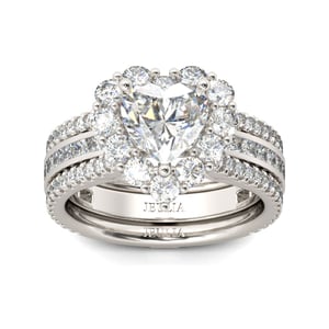Jeulia Halo Heart Cut Sterling Silver Ring Set